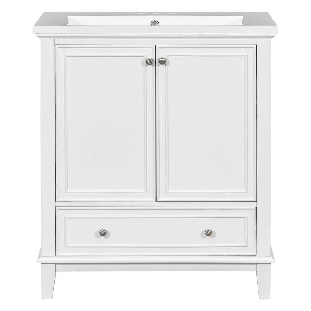 30 in. W x 18 in. D x 34.8 in. H Single Sink Freestanding Bath Vanity in Wh