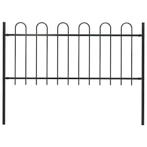 66.9 in. L x 59.1 in. H Black Steel Garden Fence with Hoop Top
