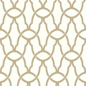 Trellis Gold Geometric Vinyl Peel & Stick Wallpaper Roll (Covers 28.18 Sq. Ft.)
