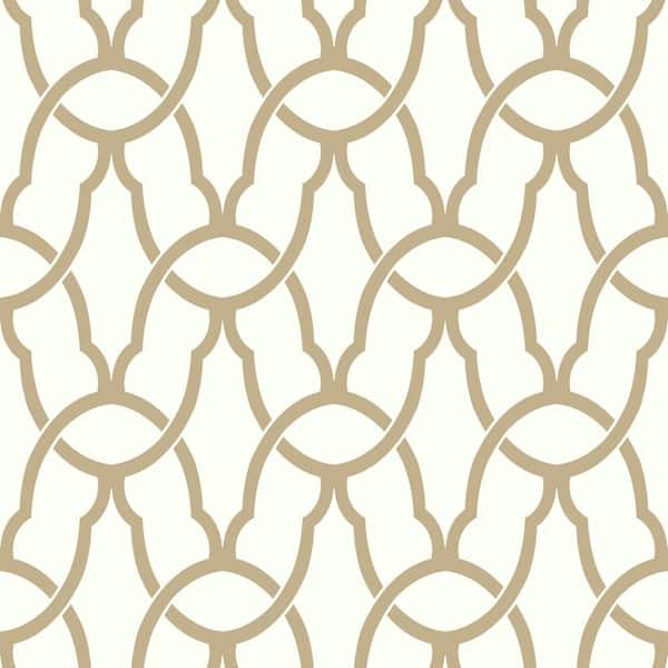 RoomMates Trellis Gold Geometric Vinyl Peel & Stick Wallpaper Roll (Covers 28.18 Sq. Ft.)