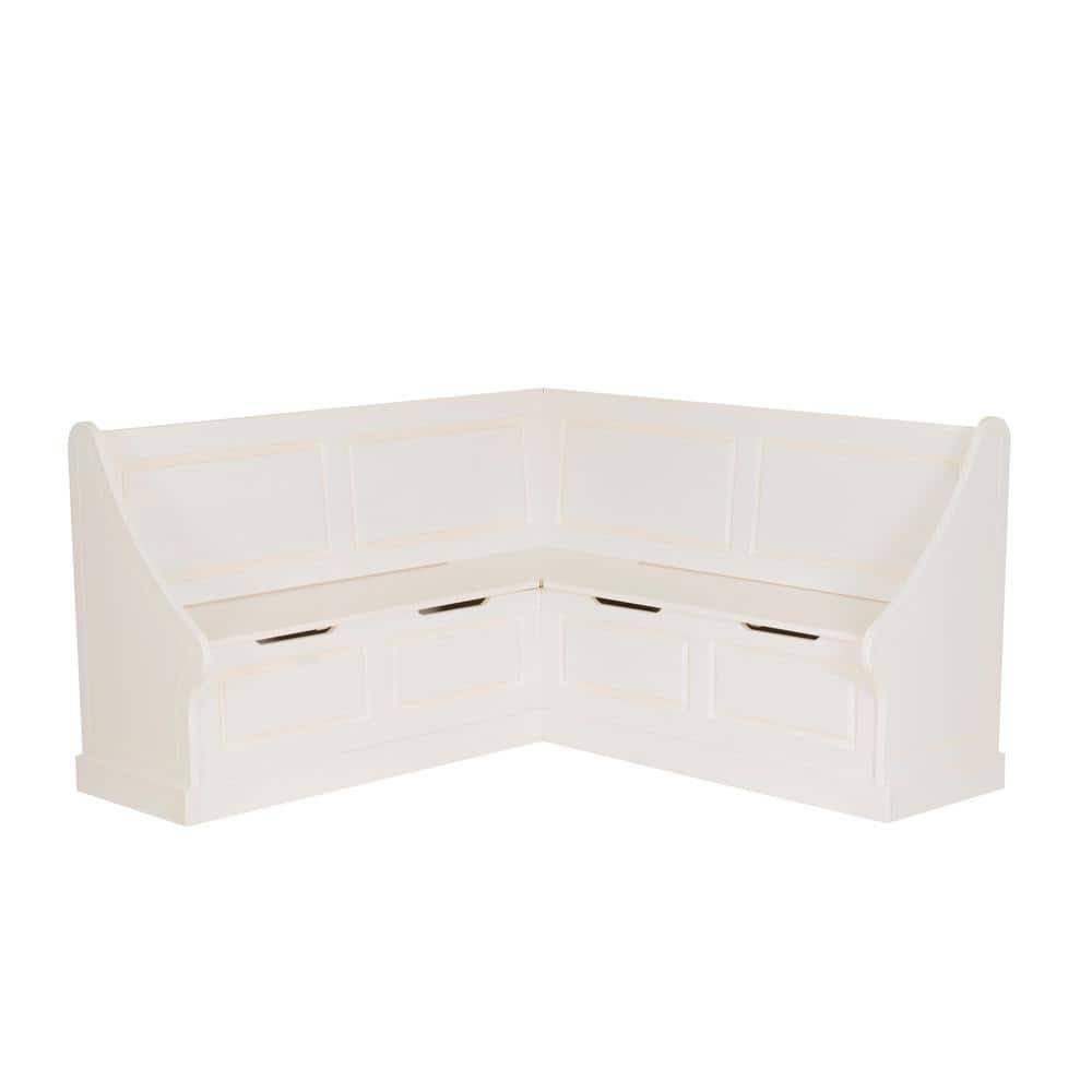 Linon Barnett White Corner Breakfast Nook 37.38 in. Tall