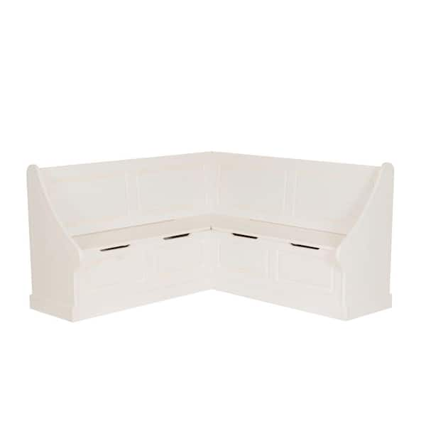 Linon Barnett White Corner Breakfast Nook 37.38 in. Tall