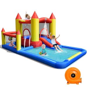 Inflatable Water Slide Castle Kids Bounce House Indoor & Outdoor w/480-Watt Blower