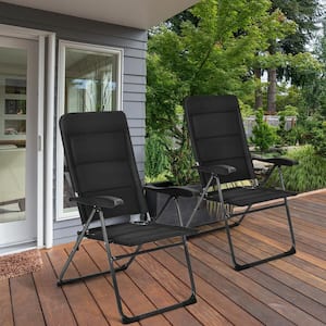 Black Folding Metal Outdoor Dining Chair (Set of 2)