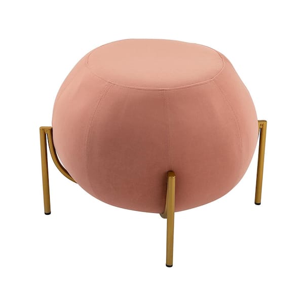 ARTFUL LIVING DESIGN Castula 23.2 in. Wide Pink Velvet Ottoman with Metal Legs