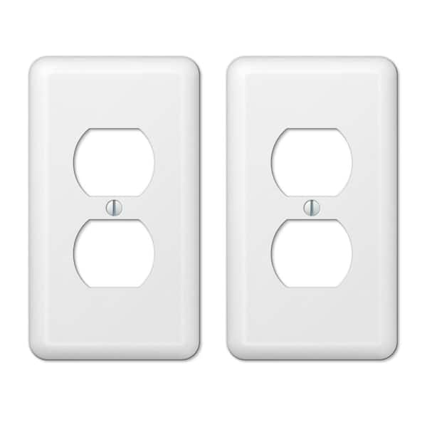 Hampton Bay Declan 1 Gang Duplex Steel Wall Plate - White (2-Pack)