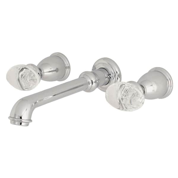 Kingston Brass Krystal Onyx 2-Handle Wall Mount Bathroom Faucet in Chrome