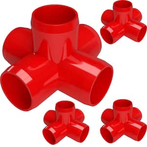 1 in. Furniture Grade PVC 5-Way Cross in Red (4-Pack)