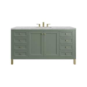 Chicago 60.0 in. W x 23.5 in. D x 34.0 in. H Bathroom Vanity in Smokey Celadon with Victorian Silver Top