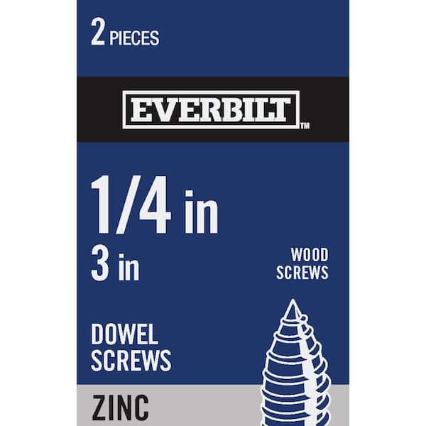 Everbilt 1/4 in. x 3 in. Coarse Steel Headless Dowel Screw (2-Pack)