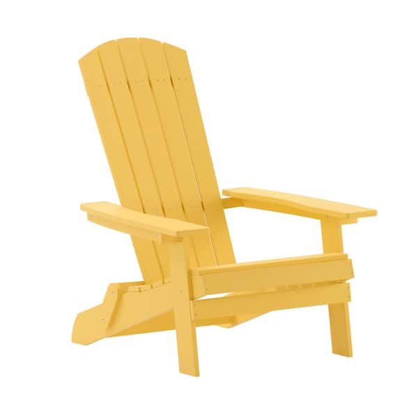 TAYLOR + LOGAN Bayfield Yellow Weather Resistant Lounge Faux Wood Resin Adirondack Chair Without Cushion