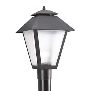 Polycarbonate Outdoor Collection 10.5 in. W. 1-Light Outdoor Black Post Light with LED Bulb