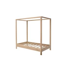 Kraftsman Series Natural Twin Size Canopy Bed with Raised Platform
