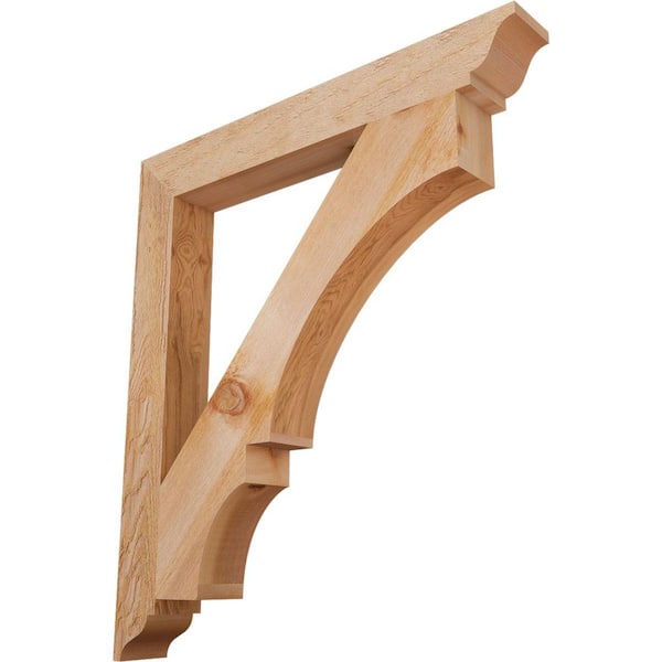 Ekena Millwork 4 in. x 36 in. x 32 in. Western Red Cedar Balboa Traditional Rough Sawn Bracket