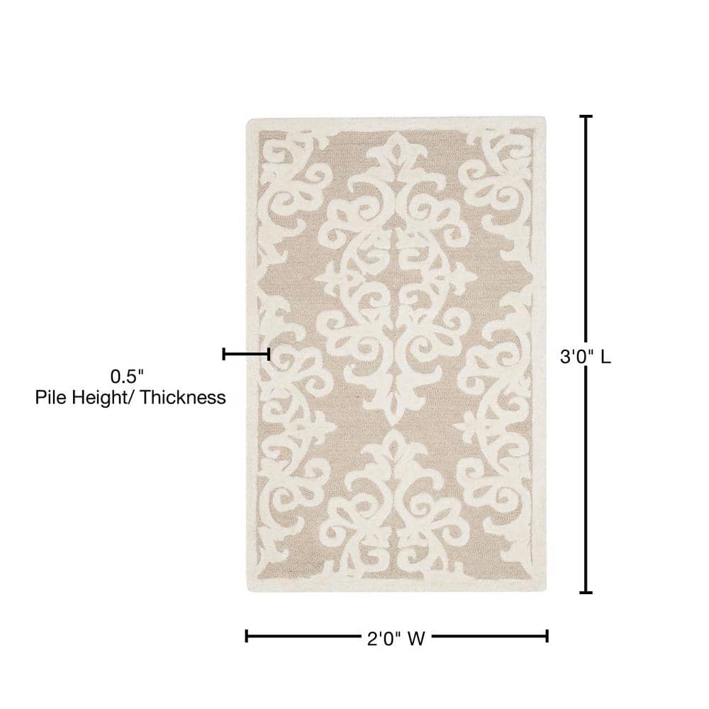 Sand/Ivory Tufted Wool and Viscose 2' x 3' Area Rug