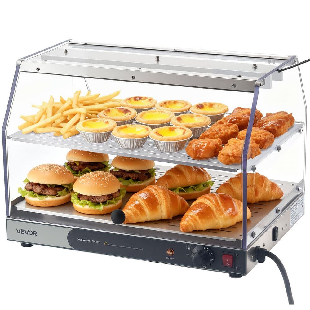2-Tier Commercial Food Warmer Display, 450W Food Display Warmer with Light, Detachable Shelves and Double-Sided Door price history on PriceWatchPro