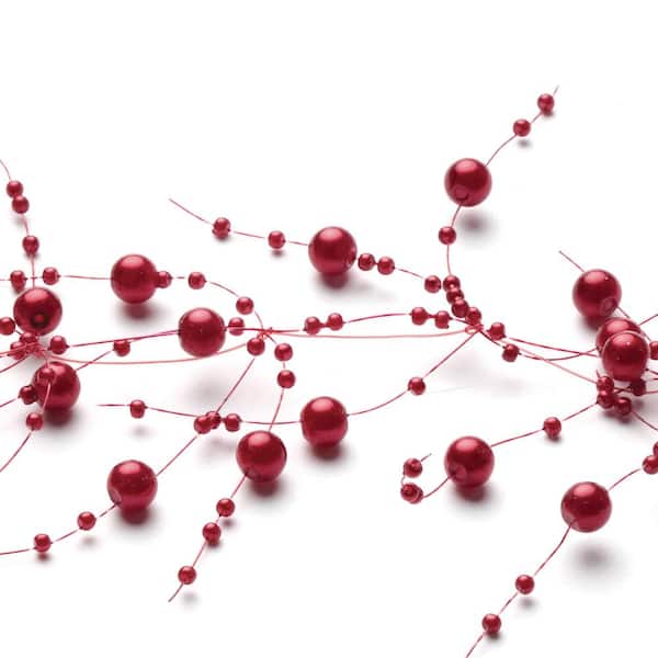 5 ft. Red Acrylic Unlit Artificial Christmas Garland with Beads