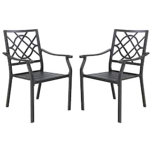 Black Stackable Metal Outdoor Dining Chair (Set of 2)
