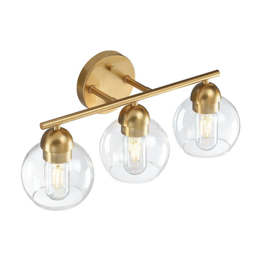 18.32 in. 3-Light Brass Bathroom Vanity Light with Clear Glass Shades price history on PriceWatchPro