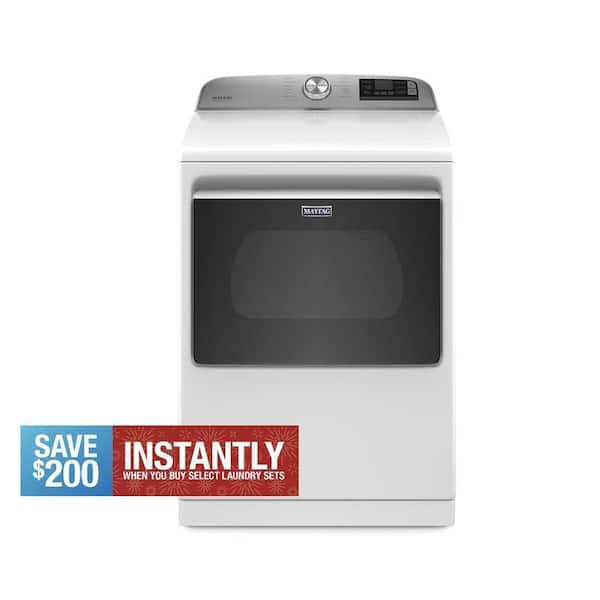 7.4 cu. ft. 240-Volt Smart Capable White Electric Vented Dryer with Hamper Door and Steam, ENERGY STAR