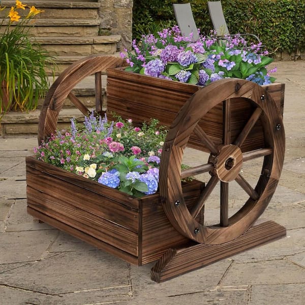 Large Wood Indoor/Outdoor Planter (17.7 in. W x 15.1 in. H