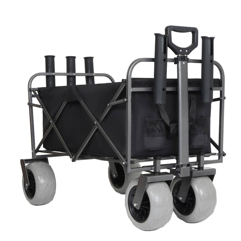 7.8 cu. ft. Steel Utility Wagon Garden Cart for Fishing with 5 storage rod tubes in Black price history on PriceWatchPro