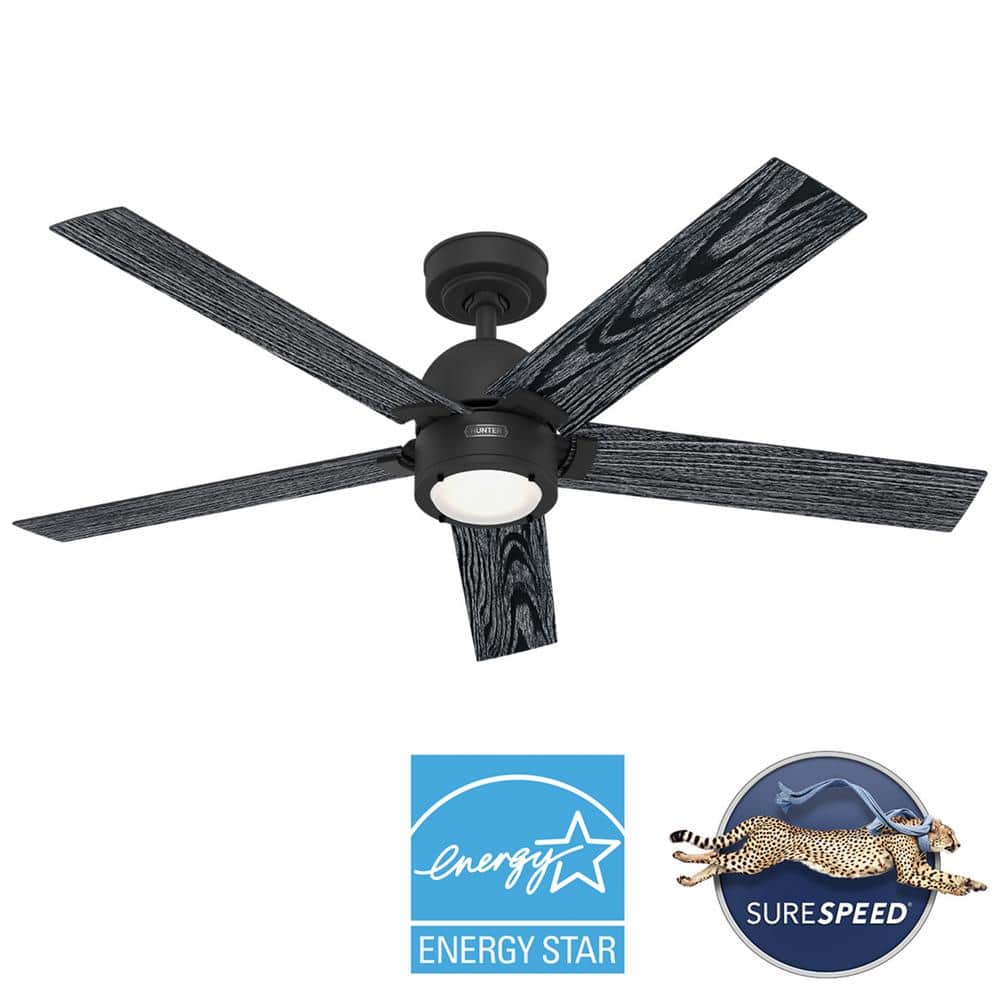 Erling Matte Black 52" Ceiling Fan with LED Light and Remote