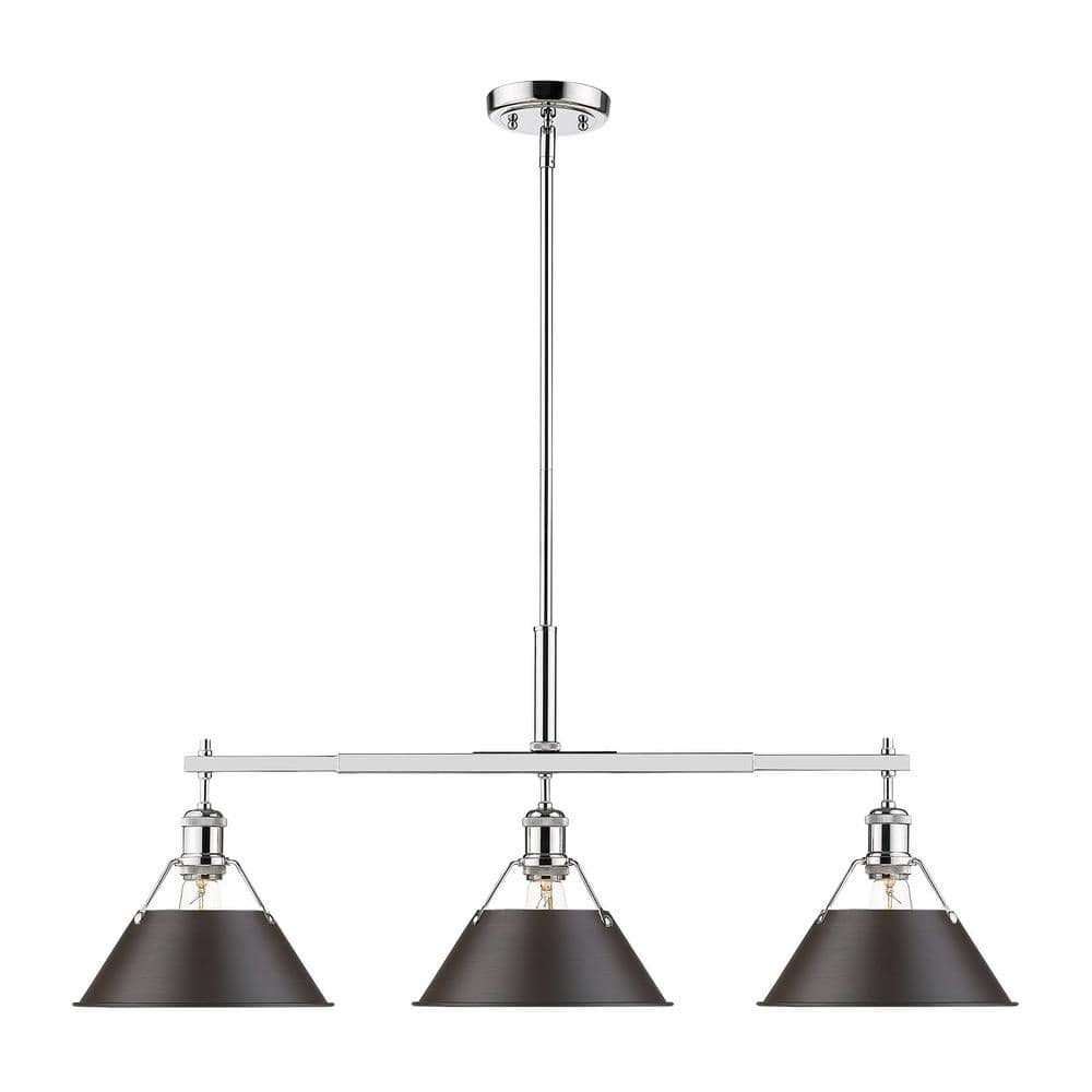 Orwell 3-Light Chrome with Rubbed Bronze Shade Linear Pendant price history on PriceWatchPro