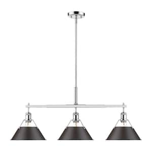 Orwell 3-Light Chrome with Rubbed Bronze Shade Linear Pendant