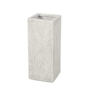 Clough 20 in. Tall Antique White Lightweight Concrete Outdoor Planter