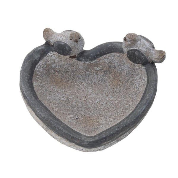 6 in. Polystone Indoor Outdoor Bird Garden Sculpture with Bath Bowl