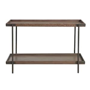 Kyra 48 in. Rustic Brown Standard Rectangle Wood Console Table with Shelf