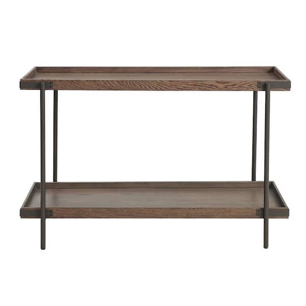 Alaterre Furniture Kyra 48 in. Rustic Brown Standard Rectangle Wood Console Table with Shelf