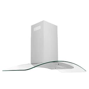 48 in. 400 CFM Convertible Vent Wall Mount Range Hood with Glass Accents in Stainless Steel