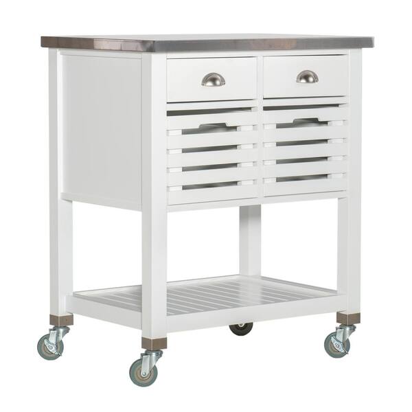 Linon Home Decor Lauretta White Kitchen Cart