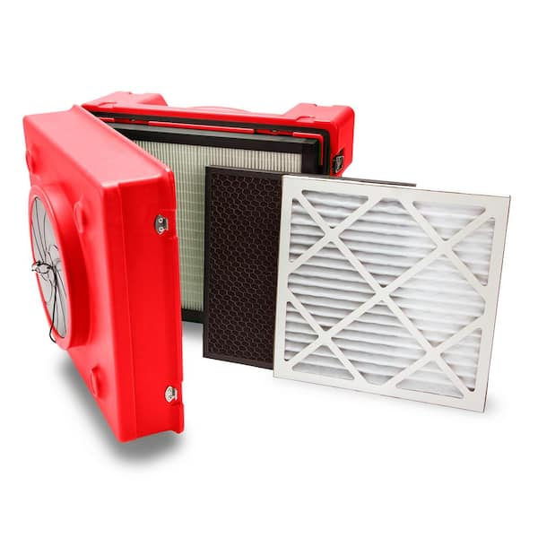 1/3 HP 2.5 Amp HEPA Air Scrubber Purifier for Water Damage Restoration Negative Air Machine in Red