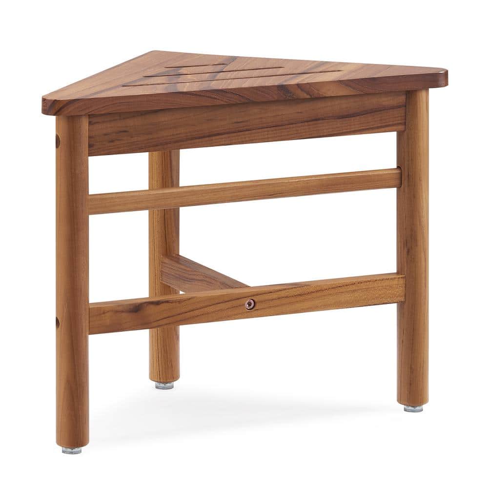 Small Teak Corner Shower Bench with Storage