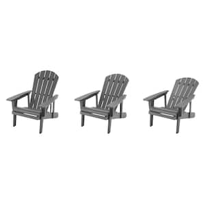 EcoStorage Slate Gray Reclining Plastic Adirondack Chair Set with Footrests and Side Table (5-Piece)