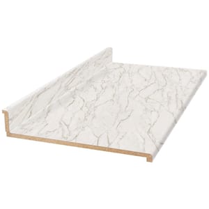 Hampton Bay 6 ft Straight Laminate Countertop Kit Included in Gloss Calcutta Marble with Full Wrap Ogee Edge & Backsplash
