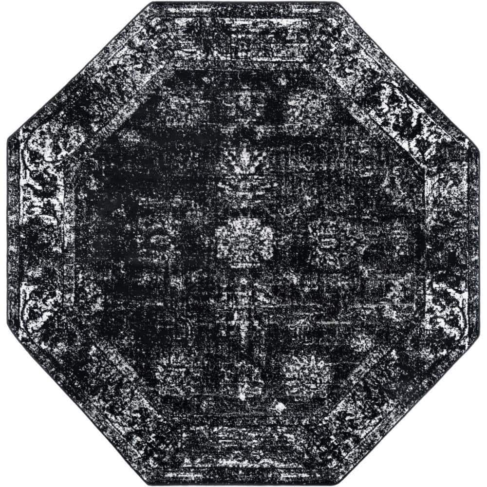 Unique Loom Sofia Casino Black 7 ft. 10 in. x 7 ft. 10 in. Area Rug