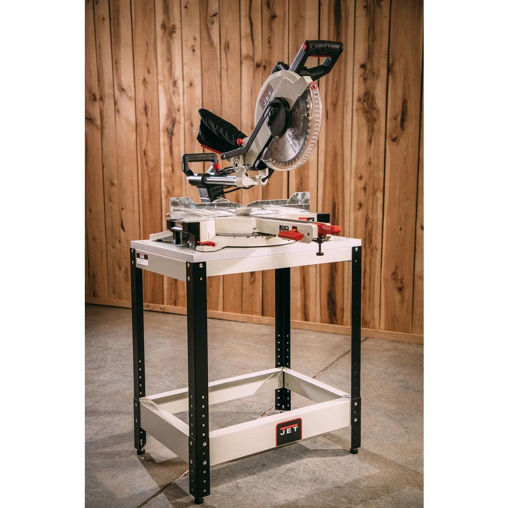 Adjustable Height Black and White Steel Benchtop Machine Table