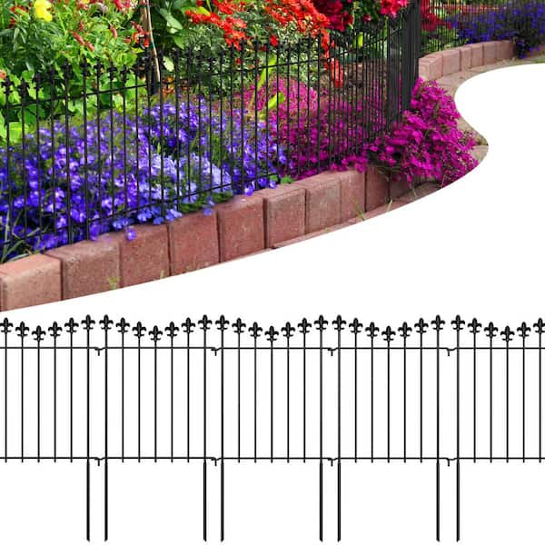 AMAGABELI GARDEN & HOME 5 Panels Decorative Garden Fence 10ft(L) x24in(H)  Animal Barrier Dogs Rustproof Metal Landscape Wire Fencing Folding Wire