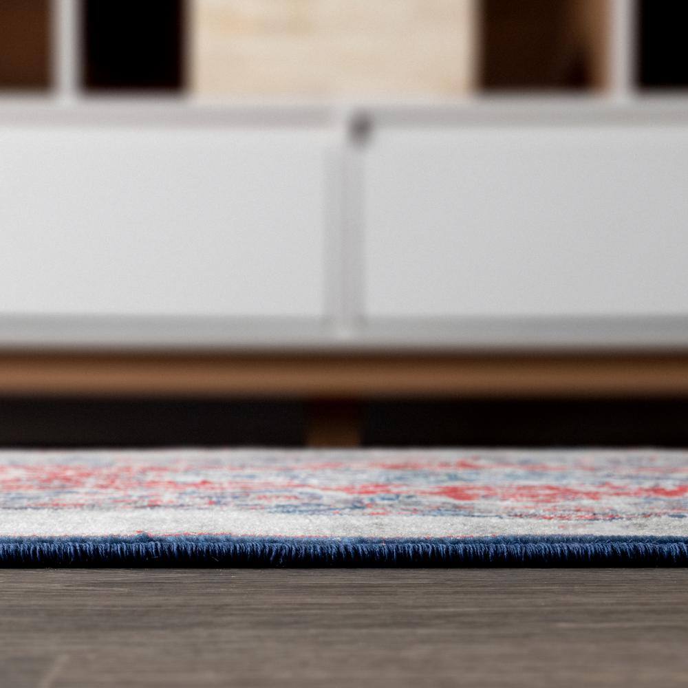 Navy and Red Persian Medallion 5x8 Area Rug