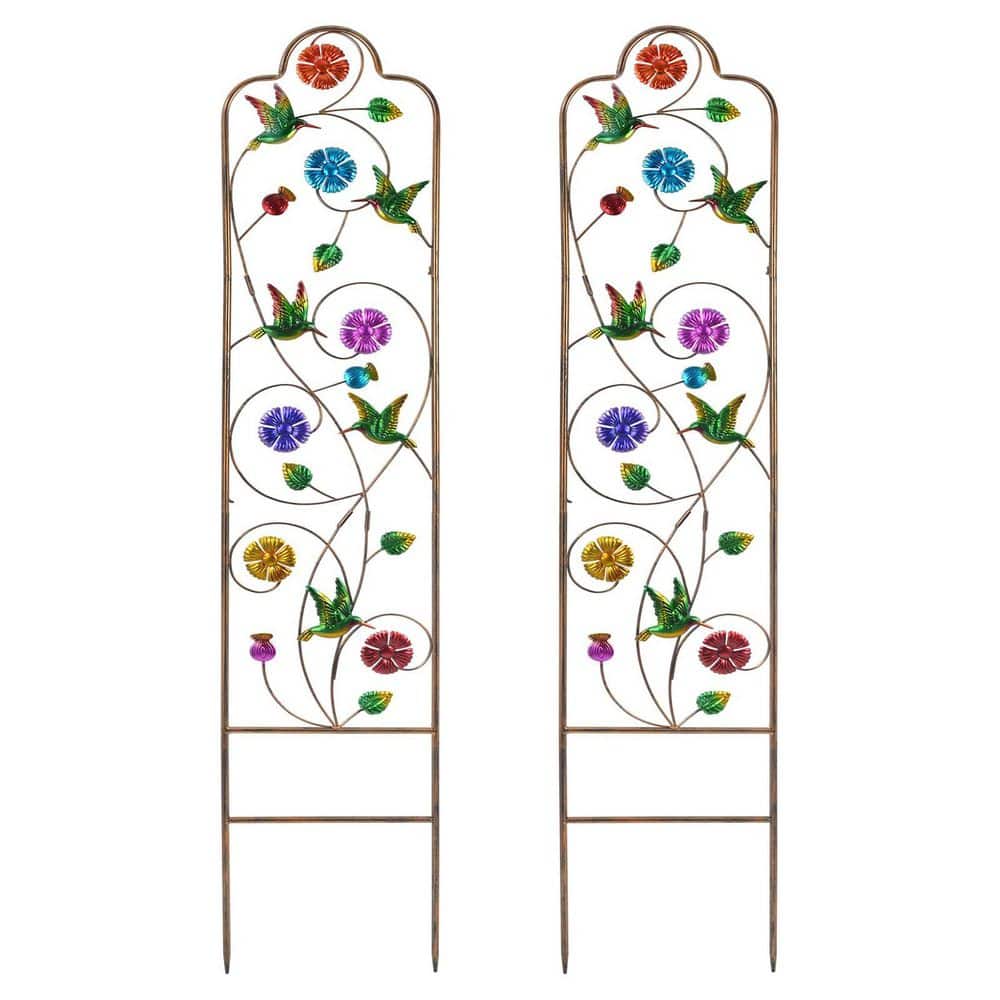 60 in. Metal Arched Fence Trellis Outdoor Plant Support with Hummingbird and Butterfly Design 2 Pack price history on PriceWatchPro