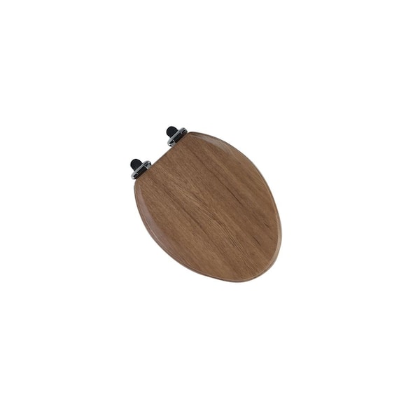CASAINC Elongated Oval Closed Front Toilet Seat in Brown with Premium Molded Wood Seat with Quiet-Close Hinges