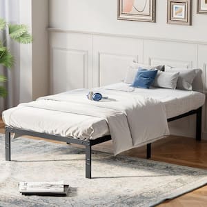 Black Metal Frame Twin Size Platform Bed Mattress Foundation with Steel Slat Support, No Box Spring Needed