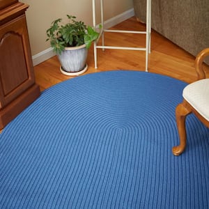 Texturized Solid Hydrangea Poly 2 ft. x 4 ft. Oval Braided Area Rug