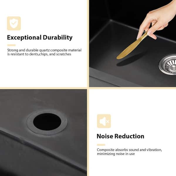 Logmey 33 in. Matte Black Undermount Low Divide Double Bowl