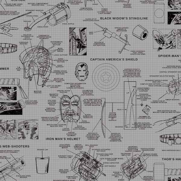 York Wallcoverings 56 sq. ft. Marvels Heroes Schematics Wallpaper