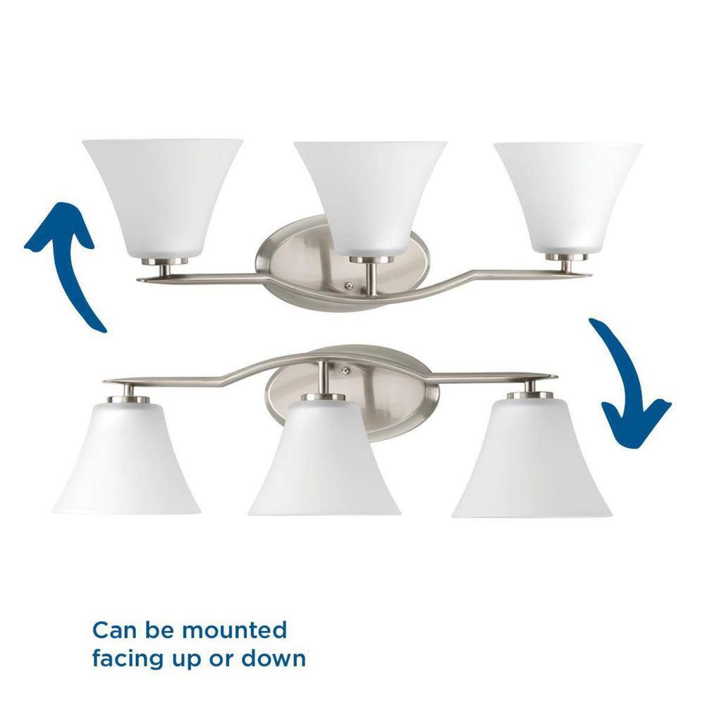 Bravo Brushed Nickel 2-Light Vanity Fixture with Etched Glass Shades